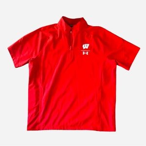 Men's Under Armour Red Wisconsin Badgers Squad Coaches Short Sleeve Raglan